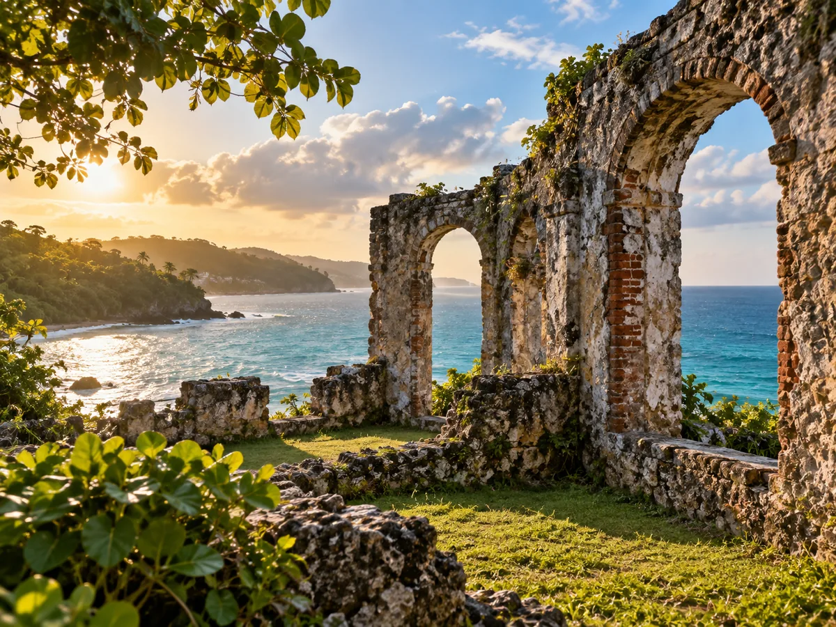 Editorial image inspired by the historic Folly Ruins beside the coast in Port Antonio