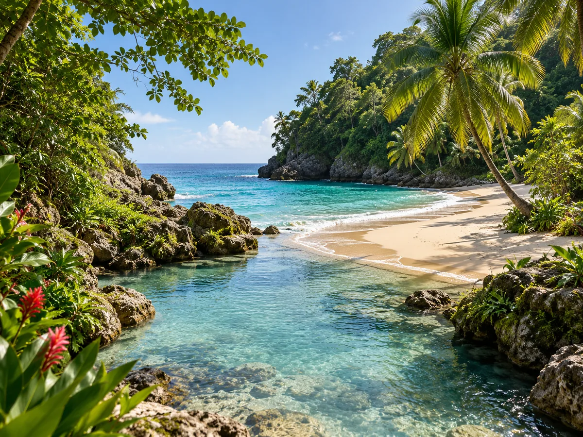 Editorial image inspired by Frenchman’s Cove, where freshwater meets the Caribbean Sea